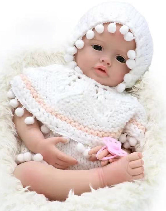 Fannie - 22" Full Silicone Reborn Baby Doll Realistic Toddler Girl Looking Life-Like