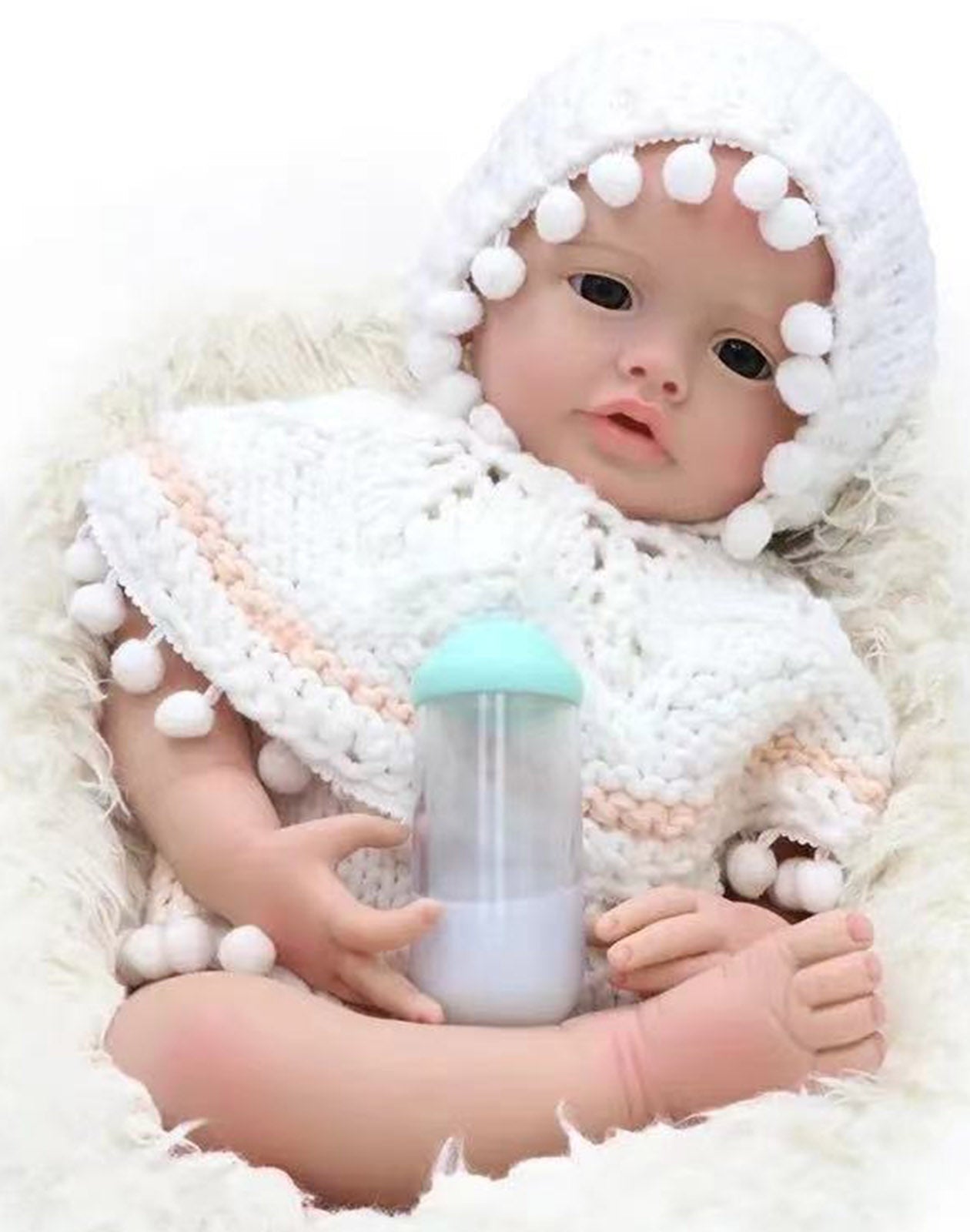 Fannie - 22" Full Silicone Reborn Baby Doll Realistic Toddler Girl Looking Life-Like