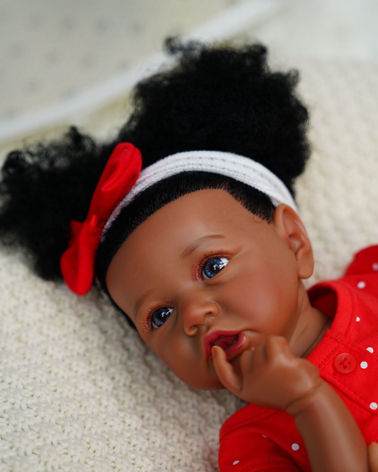 Contee - 20" Reborn Baby Dolls Black African American Newborn Girl with Hand-rooted Hair