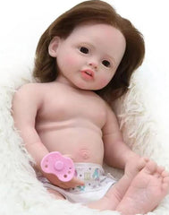 Ruth - 22" Full Silicone Reborn Baby Dolls Cute Awake Toddler Girl with Hand-rooted Hair
