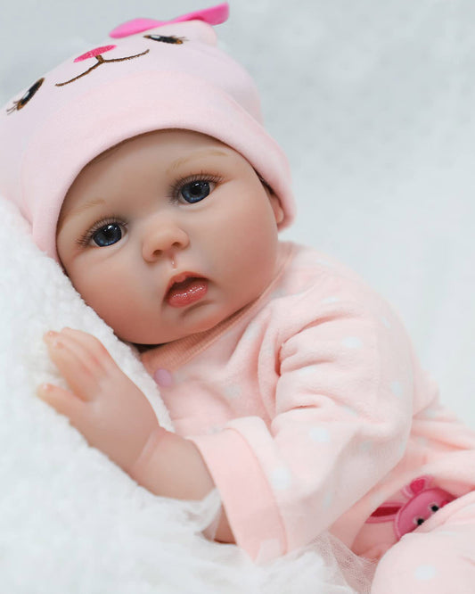 Kirsten - 22" Reborn Baby Dolls Handmade Chubby Toddlers Girl with Weighted Cloth Body