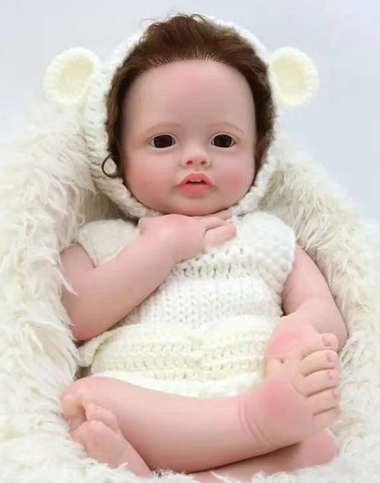 Ruth - 22" Full Silicone Reborn Baby Dolls Cute Awake Toddler Girl with Hand-rooted Hair