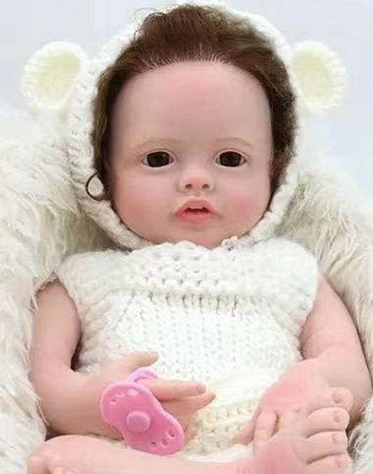 Ruth - 22" Full Silicone Reborn Baby Dolls Cute Awake Toddler Girl with Hand-rooted Hair