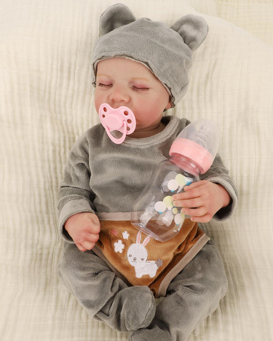 Ahern - 17" Reborn Baby Dolls Soft Body Realistic Newborn Boy with Cute Sleeping Face