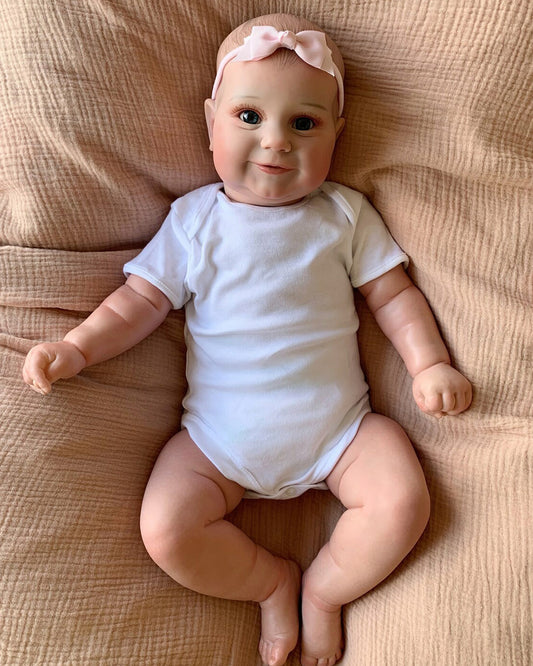 Jim - 24" Reborn Baby Doll Realistic Smiling Toddler Girl with Hug Cloth Body