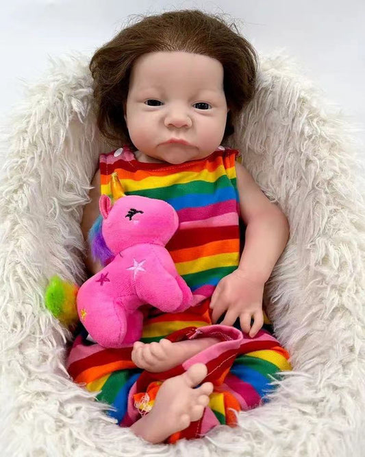 Brittany - 18" Full Silicone Reborn Baby Dolls Cute Awake Newborn Girl with Elastic and Supple Body