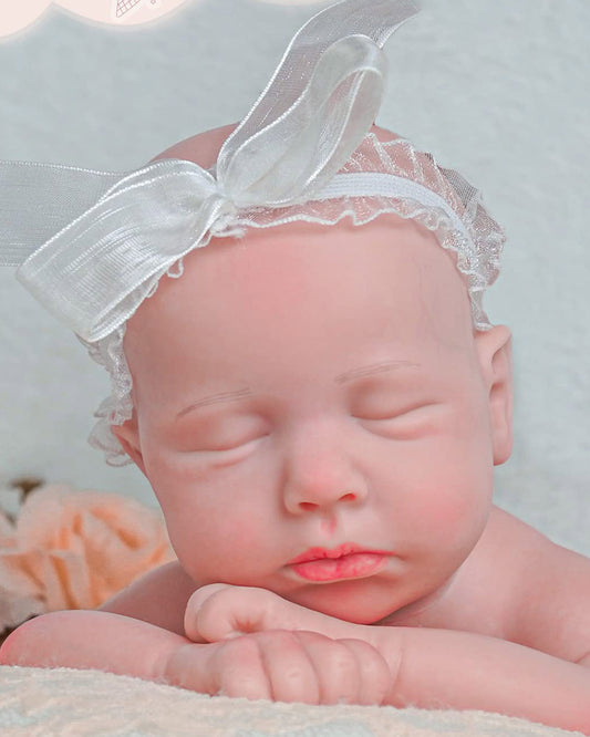 Yuri - 18" Solid Platinum Silicone Reborn Baby Dolls Soft chubby Newborn Girl with Handmade Lifelike Painted