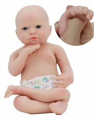 Amelia- 18" Full Silicone Reborn Baby Dolls Fully Squishy Super Realistic Newborn Girl with Extremely Flexible Body