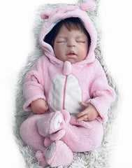 Thirza - 22" Full Silicone Reborn Baby Dolls Platinum Silicone Toddler Girl with Hand-rooted Hair