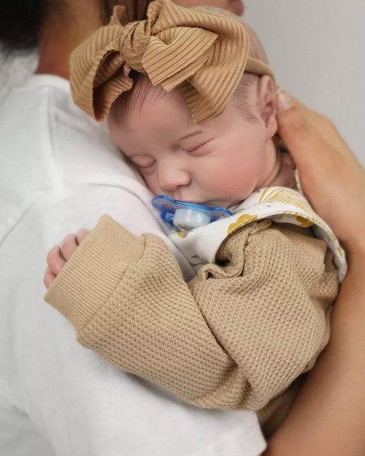 Simuni - 17" Reborn Asleep Baby Boy Real Lifelike Silicone Vinyl Body Reborn Doll