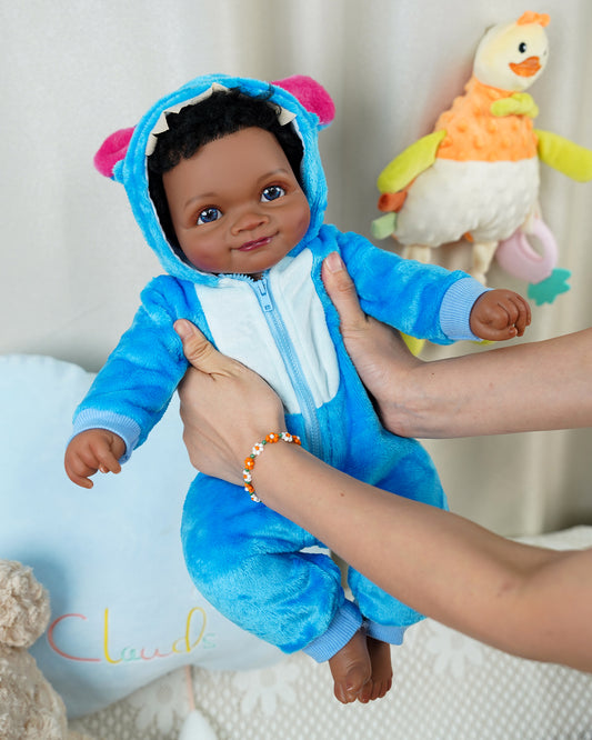 Nando - Realistic Reborn Baby Dolls Black Boy - 20 Inch African American Newborn Boy Doll, Lifelike Weighted Soft Body, Christmas Birthday Gift for Kids Age 3+