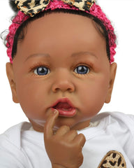 Saakia - 22" Reborn Baby Dolls Black African American Toddlers Girl With Rooted Afro-hair