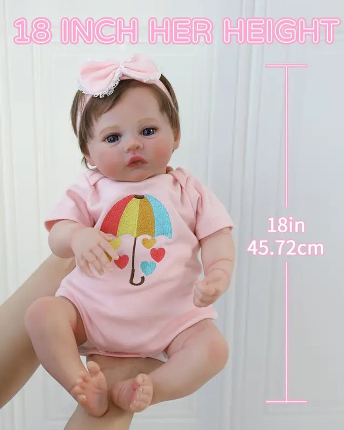 Adelaida - 18" Lifelike Reborn Baby Dolls Realistic Baby Dolls Newborn Girl Cloth Body Vinyl Limbs Gift or Toys Collection for Kids Age 3+