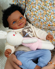 Asuman - Black Reborn Baby Dolls - 20 Inch African American Realistic Reborn Boy, Lifelike Newborn Doll That Look Real Weighted Soft Body