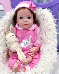 Riva - 18" Full Silicone Reborn Baby Dolls Flexible Sleeping Newborn Girl With Chubby and Pliable Little Hands