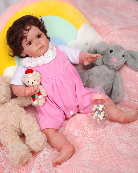 Ava - 24" Reborn Baby Dolls Soft and Cuddly Toddlers Girl with Soft Weighted and Touch Cloth Body