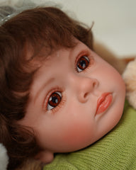 Daisy - 24" Reborn Baby Dolls Cute Chubby Toddlers Girl with Big Brown Eyes and Rooted Hair