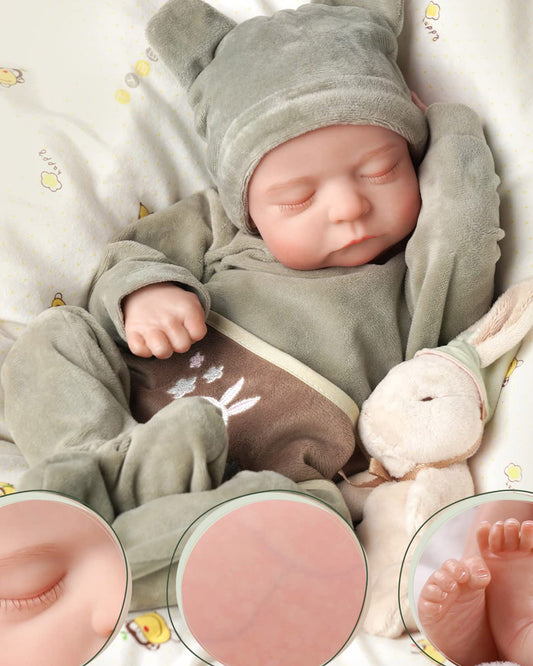 Ahern - 17" Reborn Baby Dolls Soft Body Realistic Newborn Boy with Cute Sleeping Face