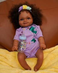 Liat - 20" Realistic African American Reborn Baby Doll - Soft Vinyl Toy for Children - Perfect Holiday Gift
