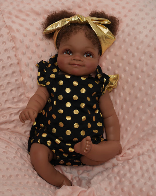 Jamila - Reborn Baby Dolls Black Lifelike African American Reborn Girl Doll 20 Inch Weighted Biracial Newborn Baby