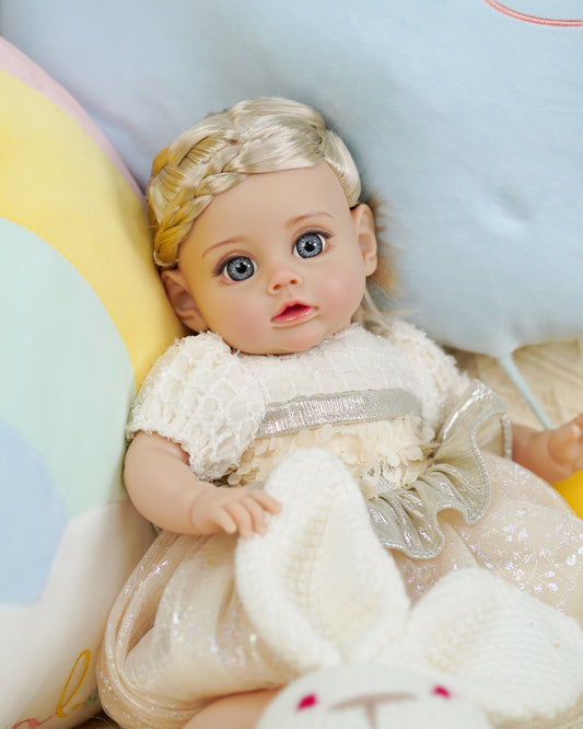 Cristina - 14" Baby Doll BeBe Reborn Girl Doll With Fashion Clothes Smooth Soft Skin Vinyl Head Limbs Cotton Body DIY Toys