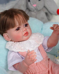 Isabella - 22" Reborn Baby Dolls Shining Big Eyes Toddlers Girl with Rosy Pouty Lips and Long Rooted Hair