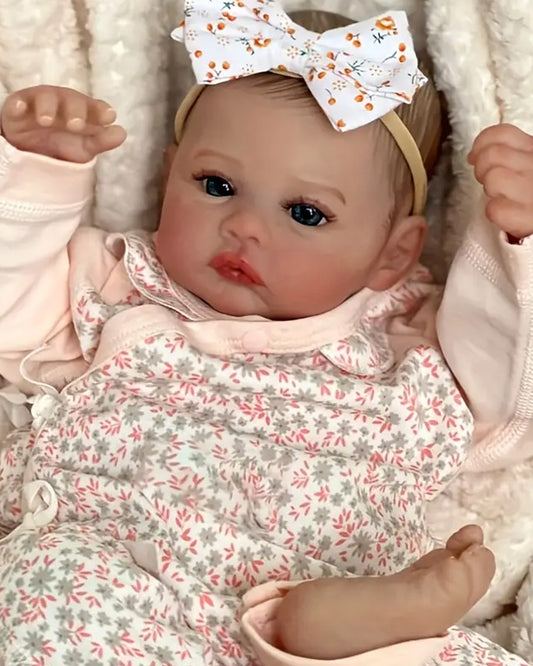 Lyuda - 22" Reborn Baby Doll with 3D Painted Skin and Hand-painted Visible Blood Vessel Fabric Toys