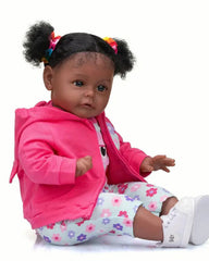 Gracia - 24" Dark Brown Reborn Toddler Doll with Soft Cloth Body and Rooted Hair