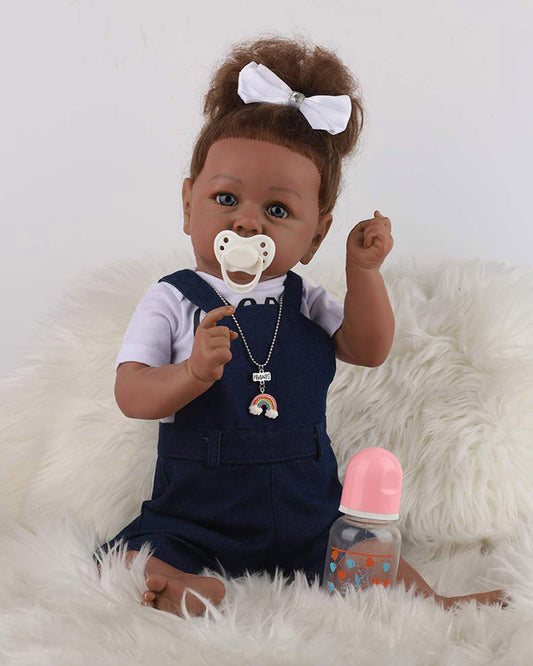 Zara - 20" Reborn Baby Dolls Cute African American Newborn Girl with Sweet Touch