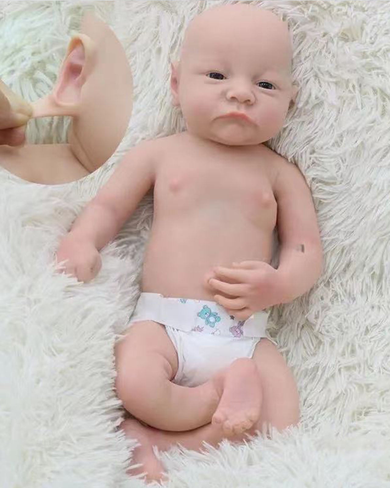 Neil - 18" Full Silicone Reborn Baby Dolls Cute Awake Newborn Boy with Chubby and Pliable Little Hands