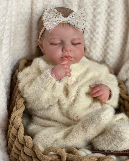 Joan - 20" Reborn Baby Dolls Realistic Sleeping Girl with Looks Real Life Soft Silicone Vinyl Body