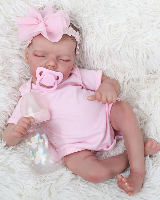 Calista - 18" Reborn Baby Doll Lifelike Sleeping Newborn Girl with Realistic Skin Hand-painted Hair