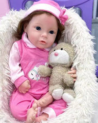 Riva - 18" Full Silicone Reborn Baby Dolls Flexible Sleeping Newborn Girl With Chubby and Pliable Little Hands