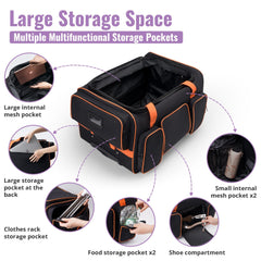 Dance Bag with Garment Rack, 23" Dance Costumes Rolling Garment Bags For Travel, Garment Duffle Bag For Dance Competition Travel Bag with Garment Rack (Black with Orange Trim)