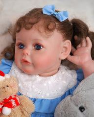 Serenity - 24" Reborn Baby Dolls Bright Big Blue Eyes Toddlers Girl with Long Curly Hair