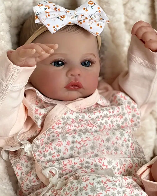 Lyuda - 22" Reborn Baby Doll with 3D Painted Skin and Hand-painted Visible Blood Vessel Fabric Toys