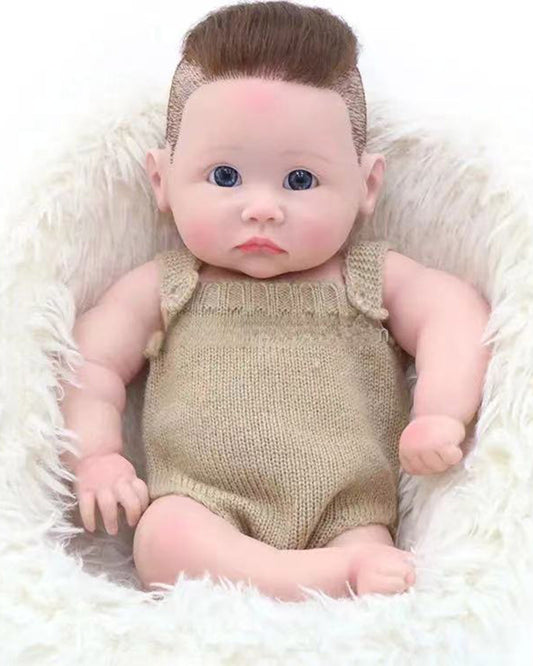 Colin - 18" Full Silicone Reborn Baby Dolls Realistic Handmade Awake Newborn Boy with Platinum Silicone Body