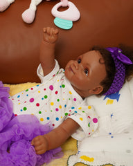 Zelotes - 20" Reborn Baby Dolls Black Girl With Soft Body African American Real Life Babies Girl That Look Lifelike Newborn Baby Open Eyes