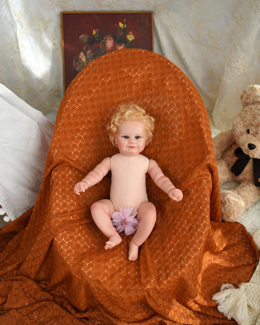 Riley - 20" Reborn Baby Dolls Lively Sweet Smile Newborn Girl with Curly Blonde Hair and Blue Eyes