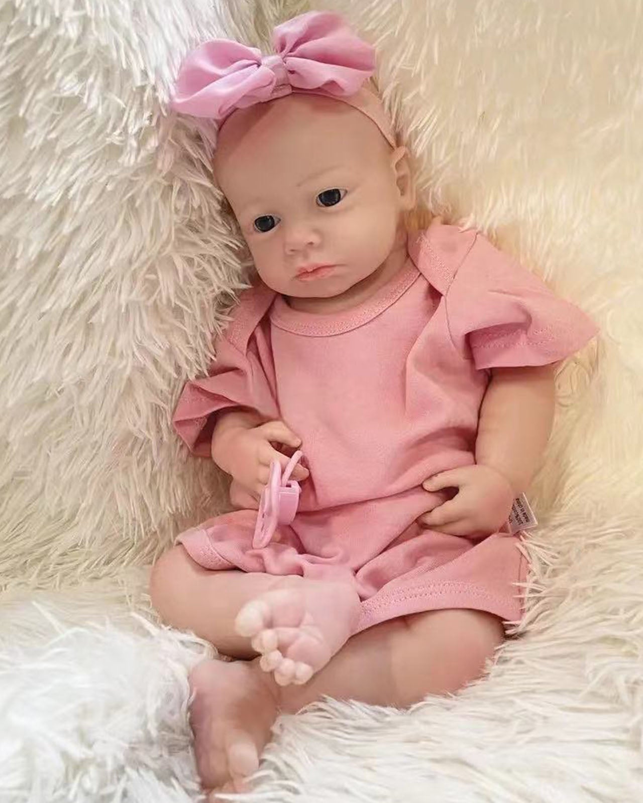 Connie - 18" Solid Platinum Silicone Reborn Baby Dolls Newborn Girl Handmade Realistic Washable Body
