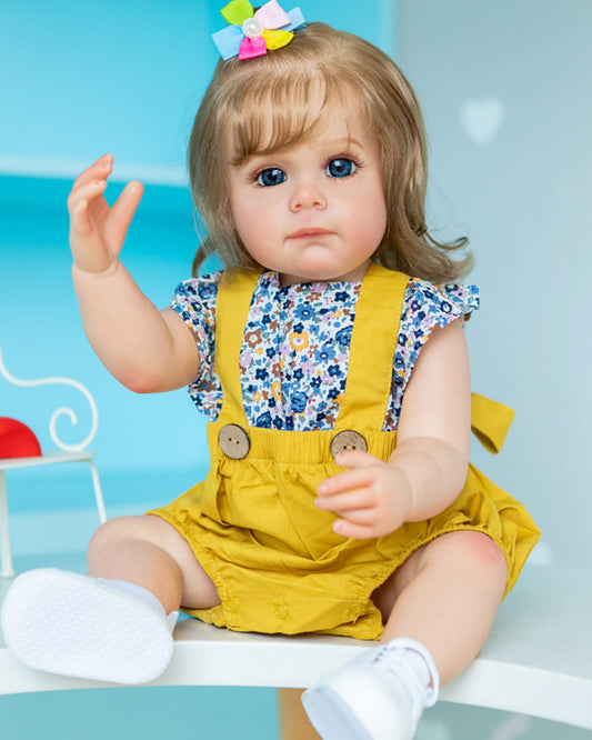 Gina - 22" Reborn Baby Dolls Washable Realistic Toddlers Girl with Hand-rooted Hair