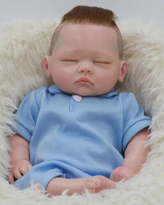 Ron - 18" Full Silicone Reborn Baby Dolls Realistic High-Quality Lifelike Sleeping Newborn Boy with Weighted Body