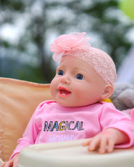 Kara - 18" Full Silicone Reborn Baby Dolls Toothy Grin Bouncy Newborn Girl with Chubby And Pliable Little Hands