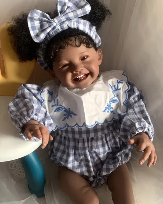 Nuria - 24" Reborn Baby Dolls Black, Newborn Baby Girl Doll, Realistic African American Reborn Dolls with Soft Cloth Body, Lifelike Baby Dolls That Look Real, Birthday Gift for Kids