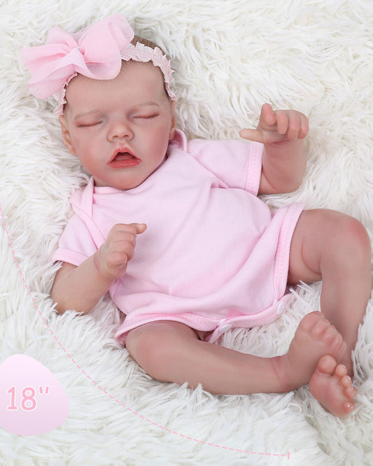 Calista - 18" Reborn Baby Doll Lifelike Sleeping Newborn Girl with Realistic Skin Hand-painted Hair