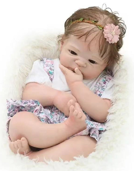 Thalia - 22" Full Silicone Reborn Baby Dolls Platinum Silicone Newborn Girl with Chubby Face