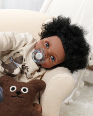 Asuman - Black Reborn Baby Dolls - 20 Inch African American Realistic Reborn Boy, Lifelike Newborn Doll That Look Real Weighted Soft Body