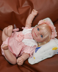 Kitty - 20" Reborn Baby Doll Finished Open Eyes Cute Realistic Dolls, Cloth Body, Premium Make-up, Handmade 3D Skin