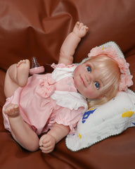 Lyuda - 20" Reborn Baby Doll with 3D Painted Skin and Hand-painted Visible Blood Vessel Fabric Toys