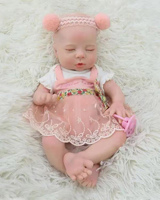 Peggie - 13" Full Silicone Reborn Baby Dolls Cute Sleeping Platinum Silicone Premature Girl